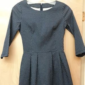 Blue White Polka Dot Lace Pinup Boho Dress NWT S M
